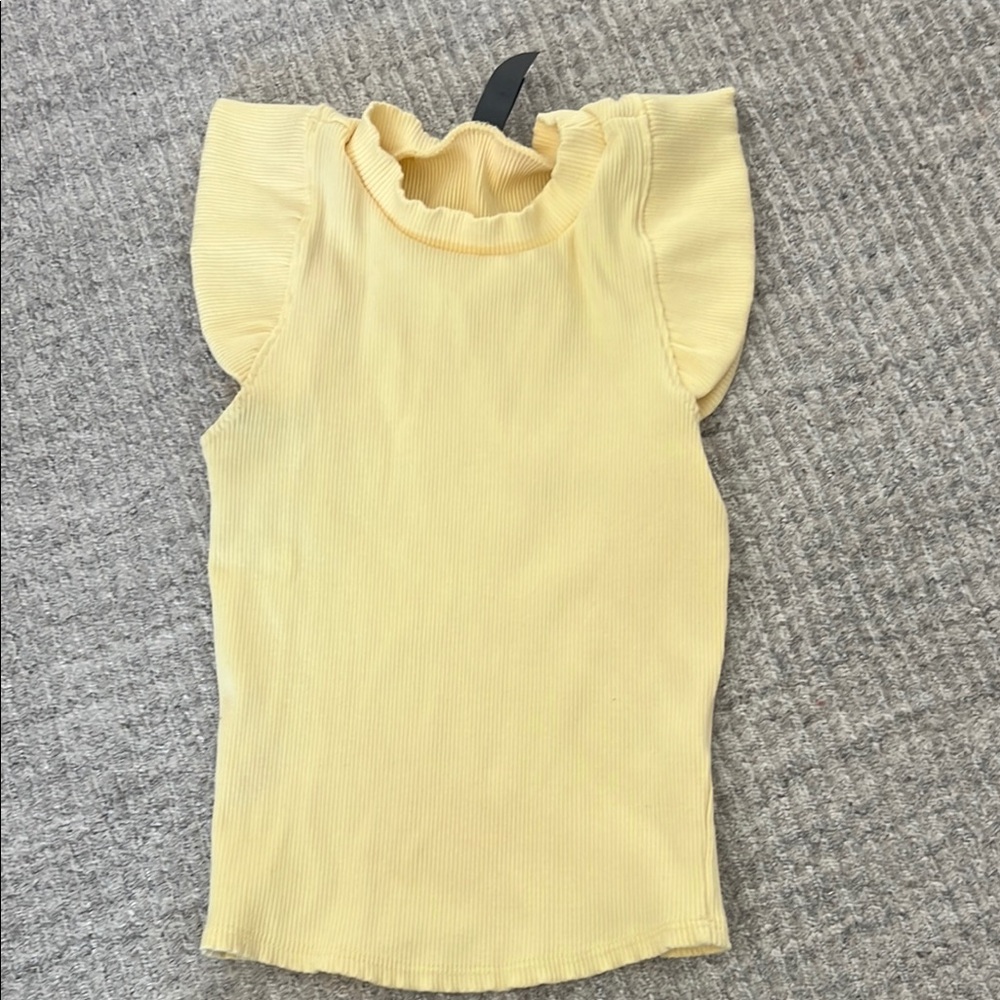 Alya Yellow Ribbed Sleeveless Top